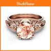 Exquisite Retro Rose Gold Ring With Antique Art Morganite And Diamond Accents