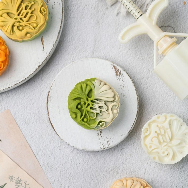 Ginkgoes Pattern Mooncakes Press Delicate Embossing Mooncakes Molds Ginkgoes Pattern Treat Stamps for Baking Lover