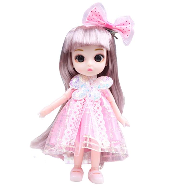 Cute 6.6in Bjd Princess Dolls With Movable Joints Mini Model Toy Kids Birthday Gift