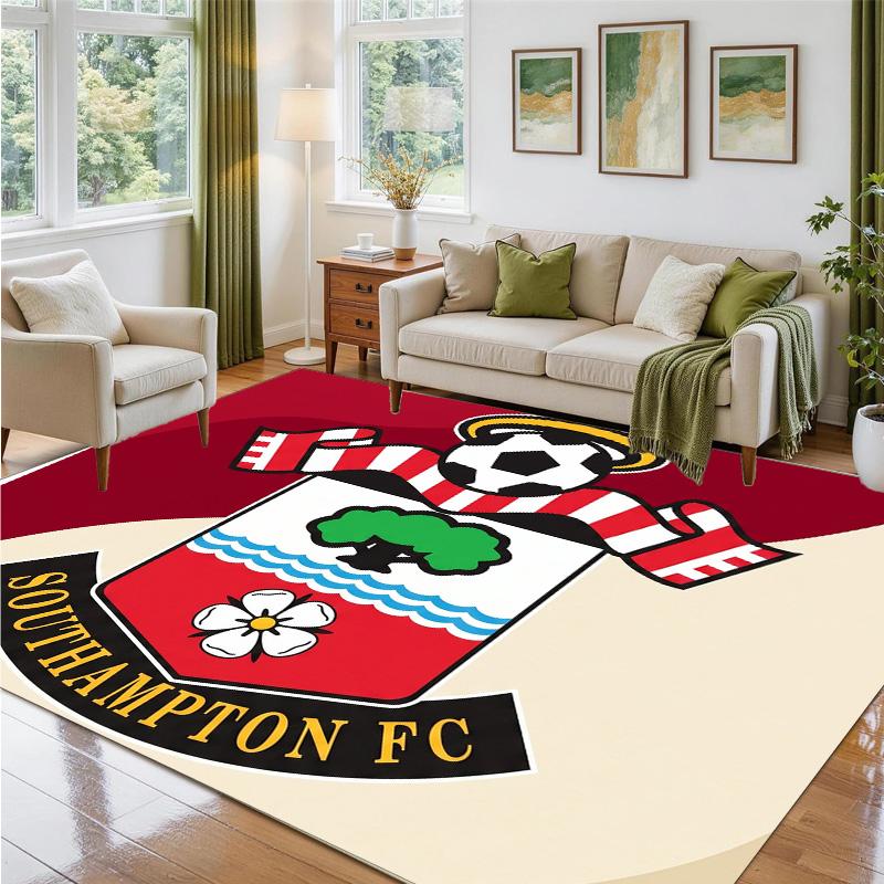 Southampton Football Design Crystal Velvet Rug Soft Decorative Mat for Bedroom Entrance