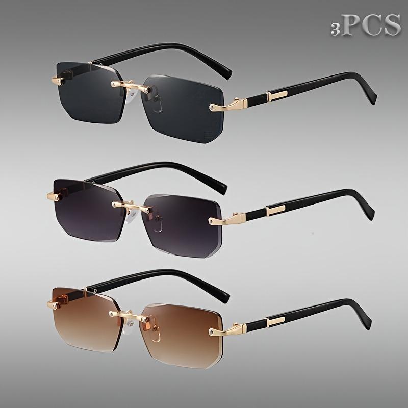 3pcs Unframed Metal Fashion Glasses for Men Women Stylish Decorative Lenses Frame Lightweight Comfortable Design for Everyday