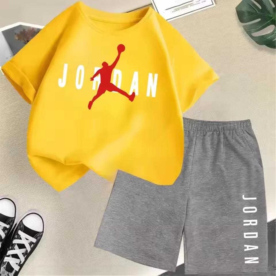 Sommer Kurzarm Kinder Set Slam Dunk Meister Muster Druck Sport T-Shirt+Shorts 2er Set Kinder Jungen Mädchen Mode Trainingsanzug