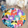 Cute Cat Round Carpet Cartoon Animal Cats Area Rug for Office Living Room Bedroom Decoration Non-slip Children's Crawl Floor Mat