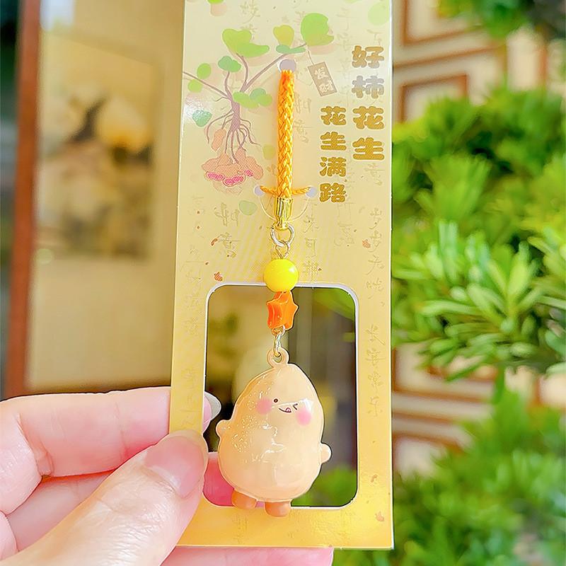 Fruit Apple Character Water Sound Bell Keyring Plush Keychain Children Bag Decor