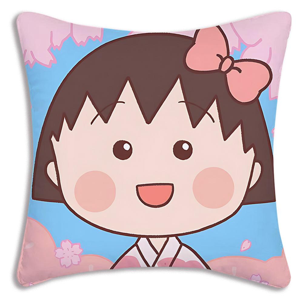 Anime Chibi M-Maruko-chanS Povlaky na polštáře Kreslený Dekorativní na pohovku Domácí Oboustranný tisk Krátký plyš Roztomilý povlak na polštář