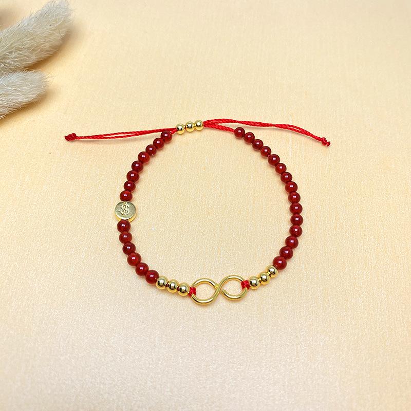 Натуральный Красный Агат Серебряный Браслет S925 для Женщин и Мужчин - Корейский Стиль Подарок для Пары S925 Silver