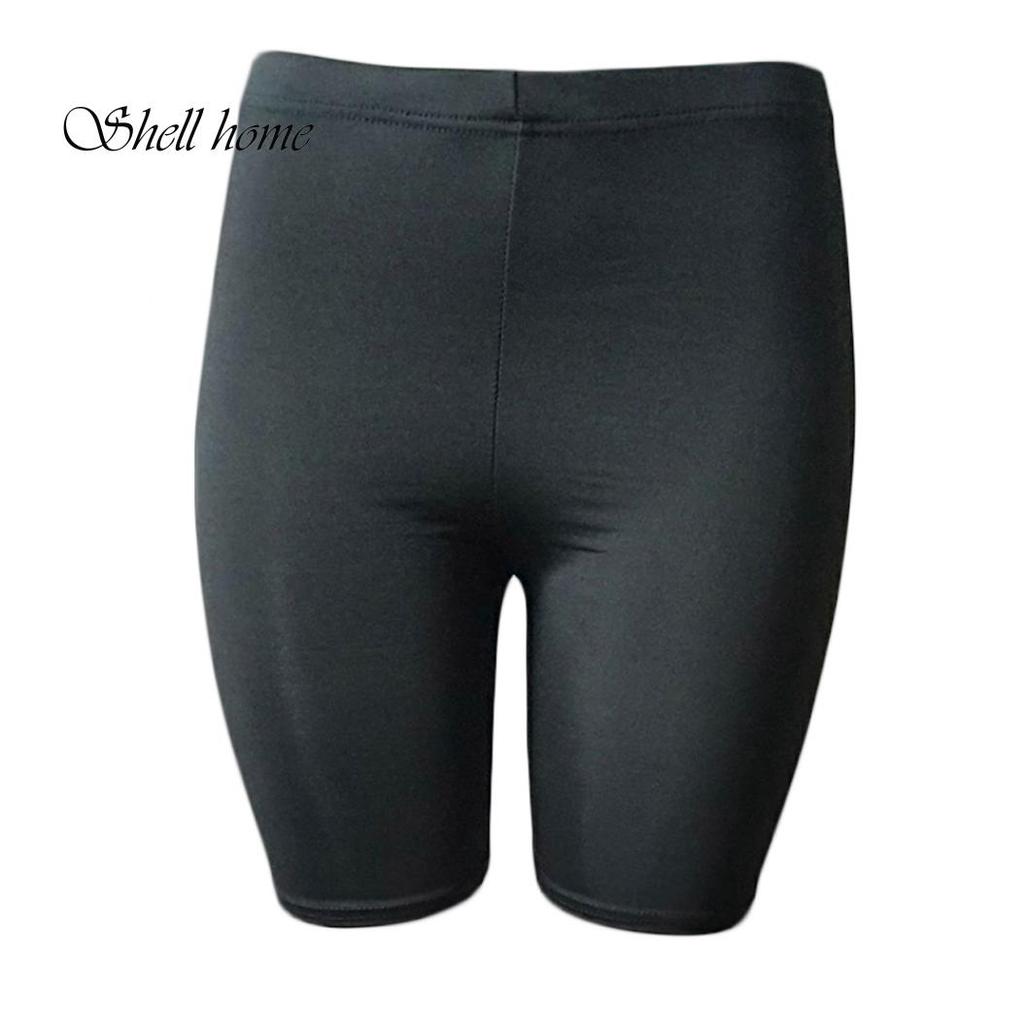 Einfarbige Damen-Shorts mit hoher Taille, dehnbar, nahtlos, schlank, Radfahren, Yoga-Hose