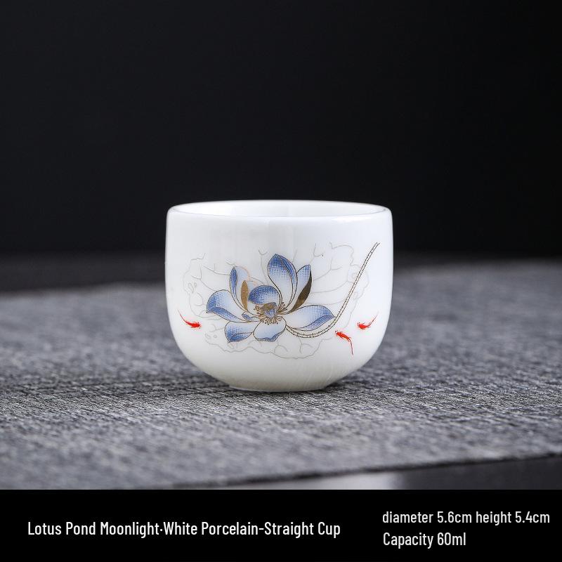 Kung Fu White Porcelain Tea Set: Ceramic Mutton Fat Jade Master Cup & Teacups Gift