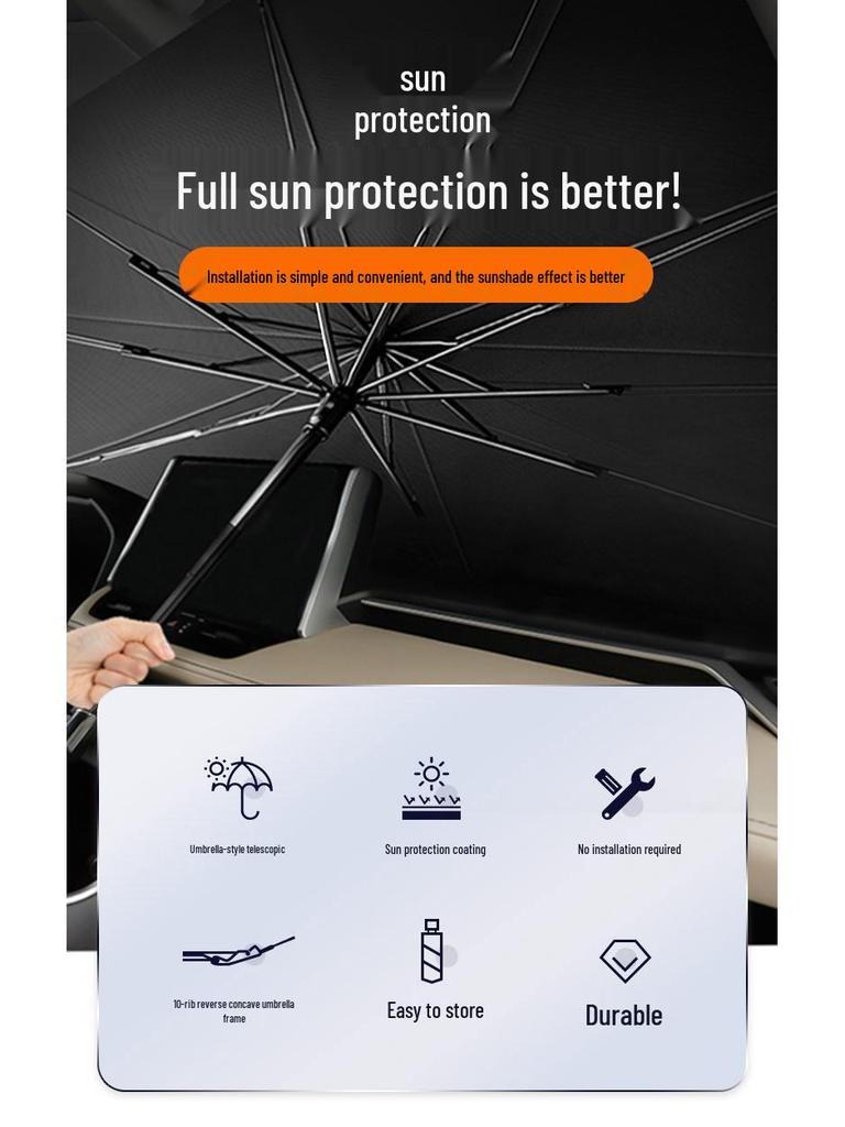 Thickened Car Sunshade: Retractable Windshield Umbrella for Heat Insulation