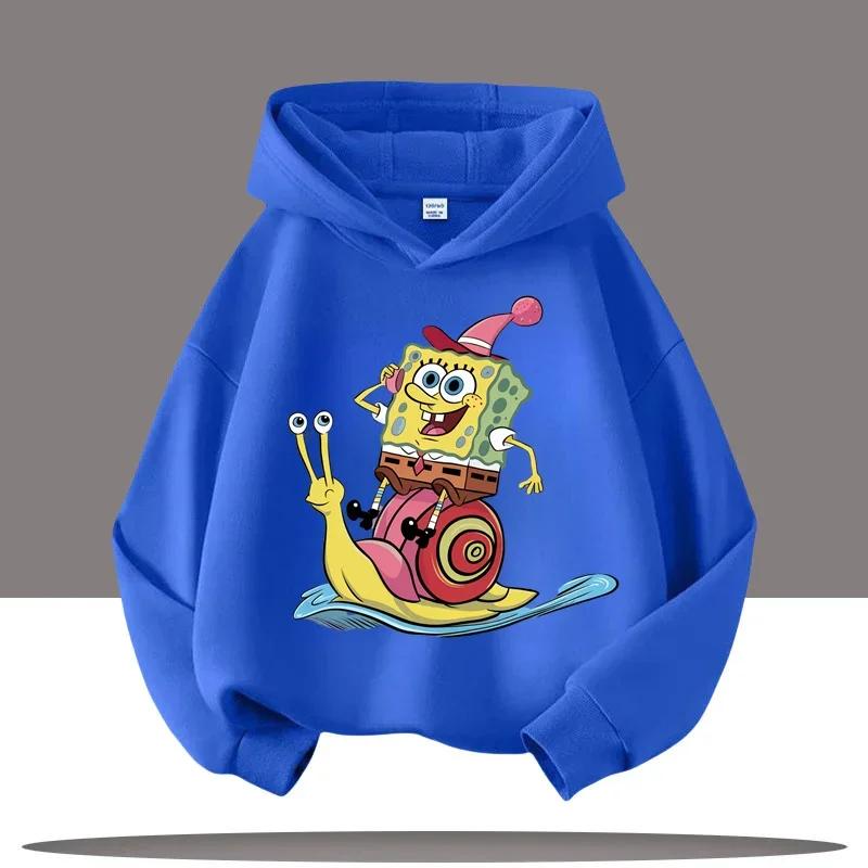 Podzim Zima Spongebob v kalhotách Tištěné Mikiny Ležérní Teplé Sportovní Dlouhý Rukáv Dětské Chlapecké a Dívčí Dětské Unisex Mikiny s Kapucí
