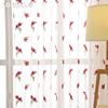1PC LOZUJOJU Exquisite and Versatile Pastoral Style Red Floral Embroidered Sheer Curtain Tulle for Living Room Bedroom Window Decoration Home Decor