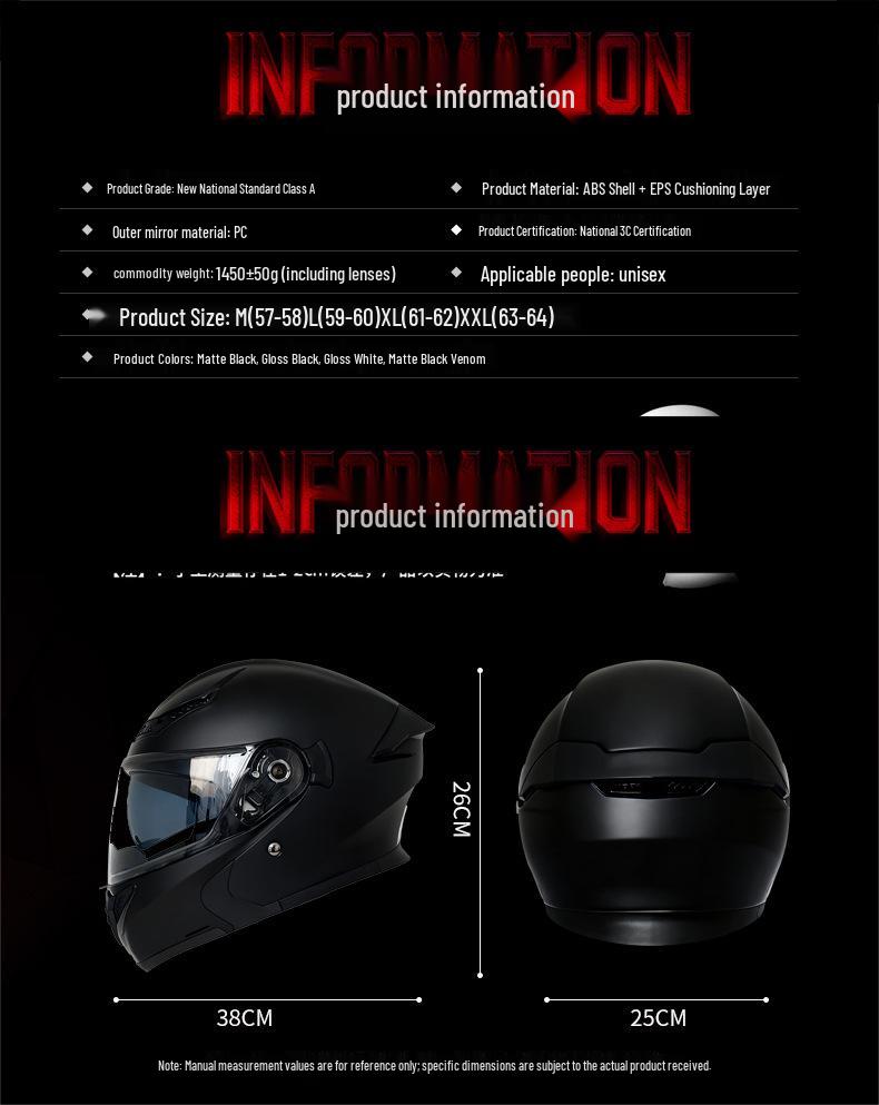 All-Season Universal Flip-up Motorcycle Helmet with Double Visor and Bluetooth Earbuds for Men and Women