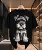 2026 New Arrival Pure Cotton Tshirt Realistic Schnauzer Puppy Animal Print Crew Neck Unisexs Top Casual Short Sleeve