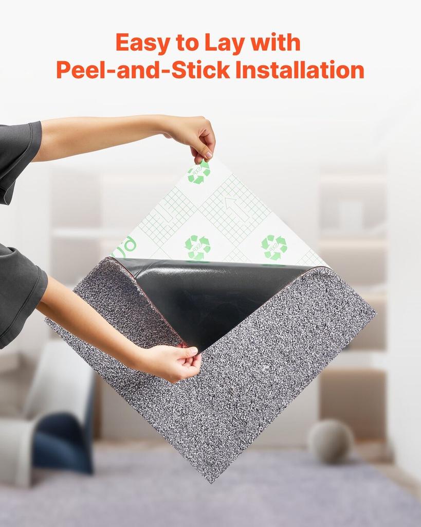 Carpet Tiles 457x457 Mm, 10 Pack Peel and Stick Carpet Square Rug, Self Adhesive Commercial Floor Soft Padded for Seamless Cover 2.1, Easy DIY