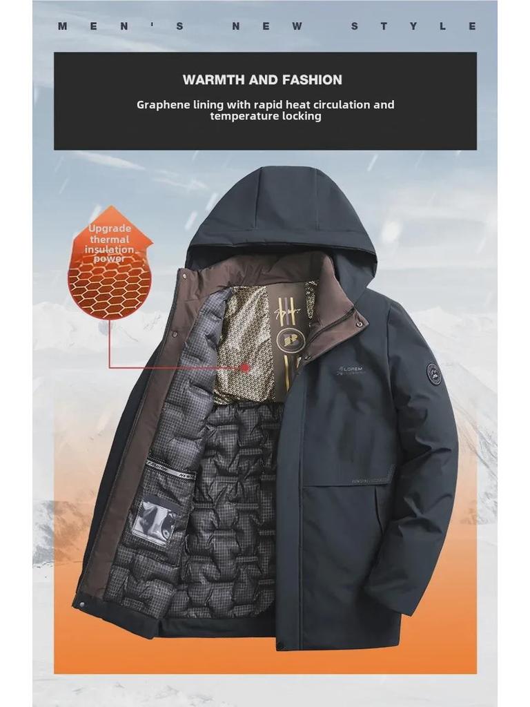 Tátova zimní bunda sbírající teplo - Zesílená bavlna s velurovou podšívkou, Velká velikost, Ideální pro muže středního věku a starší.