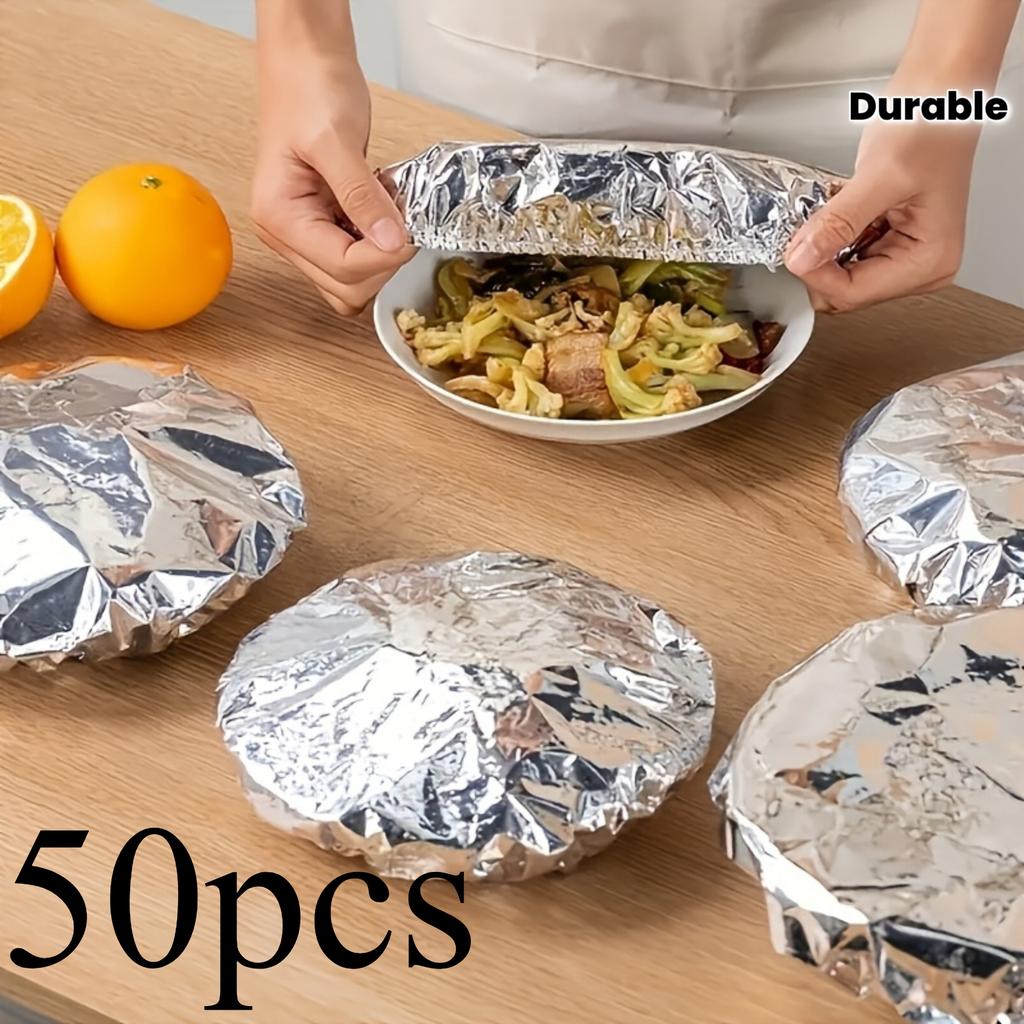Reusable Aluminum Foil Lid, Tabletop Cover, Kitchen Preservation Wrap, Keeps Warm Fresh Pest-Resistant & Dustproof, Heatretentive Material
