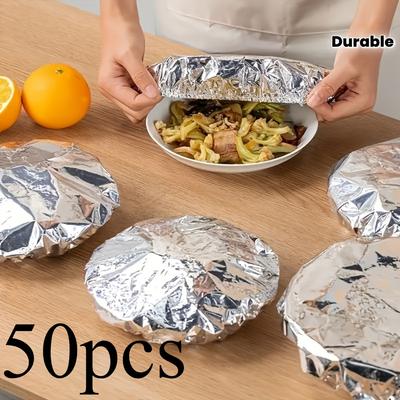 Wiederverwendbarer Aluminiumfoliendeckel, Tischabdeckung, Küchenfrischhaltefolie, Hält warm frisch schädlingsresistent & staubdicht, Wärmespeicherndes Material