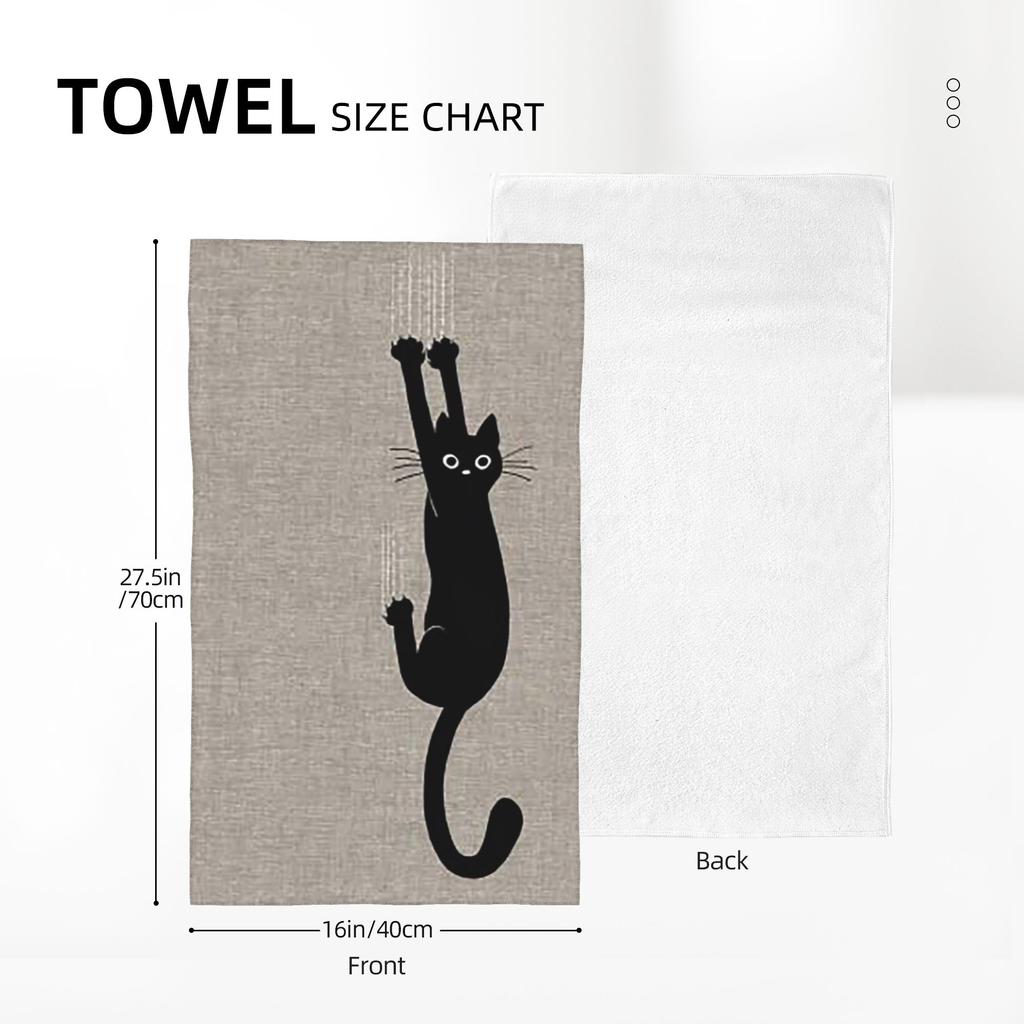 Black Cat Holding On Soft Face Towel Quick Dry Pool Bath Cotton Towels Breathable