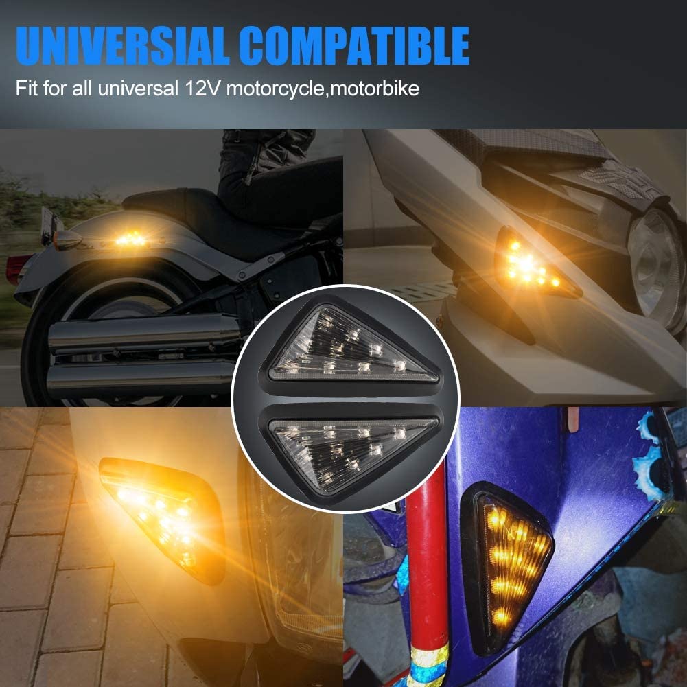 X-STYLE Motorcycle Turn Signal, LED, Yellow, Embedded Turn Signal Lamp, Marker, 9 LEDs 12