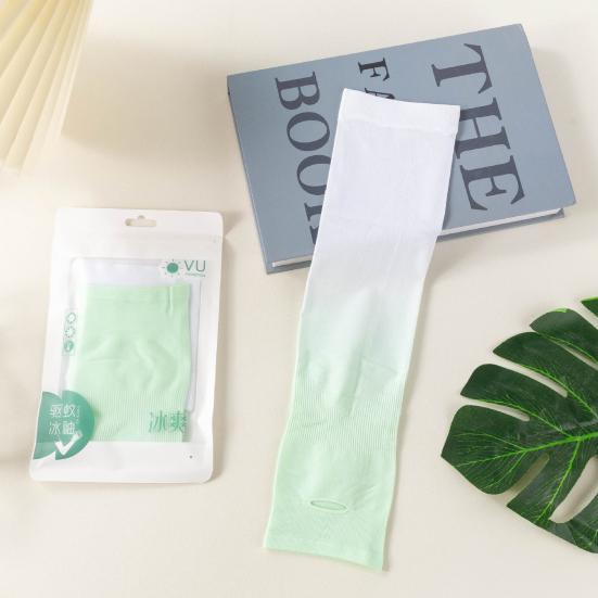 1 Pair Summer Ice Silk Arm Sleeves Gradient Color UV Sun Protection Breathable Elastic Men Women Outdoor Cycling Fishing Long Cooling Arm Cover