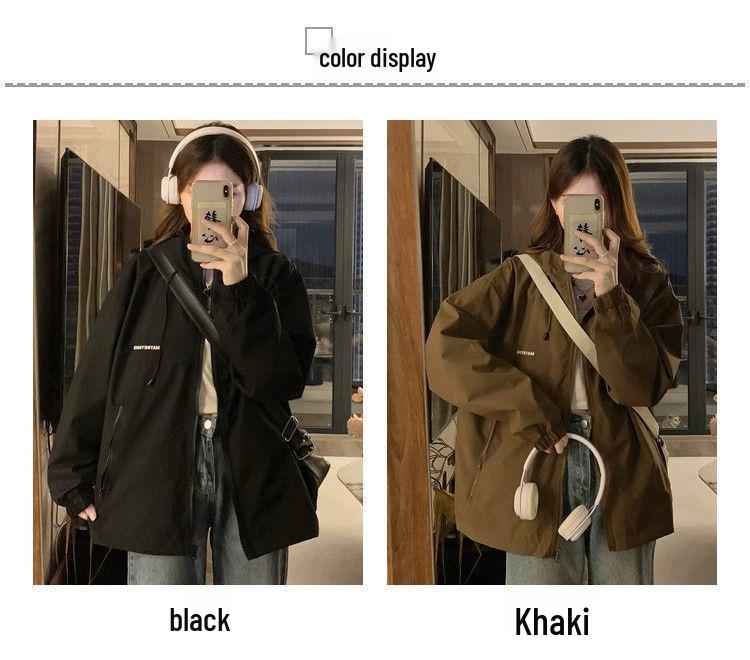 Girls' American-Style Sporty Mountaineering Jacket - Versatile, Loose Fit for Spring and Autumn