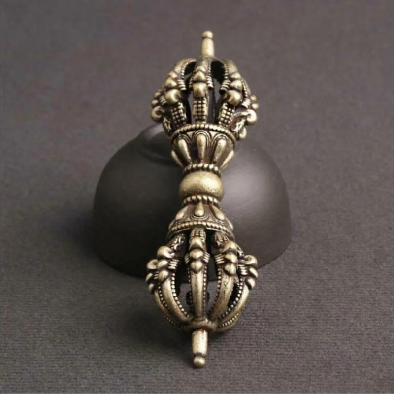 1PC Vintage Copper Feng Shui Ornament Religious Collection Buddha Instrument Home Decorations Antique Brass Desk Decor