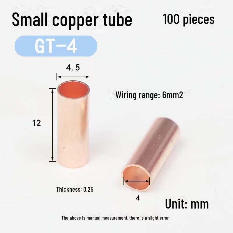 GT Thin-Walled Copper Tube Wire Connector for Crimping and Cold-Pressed Terminals