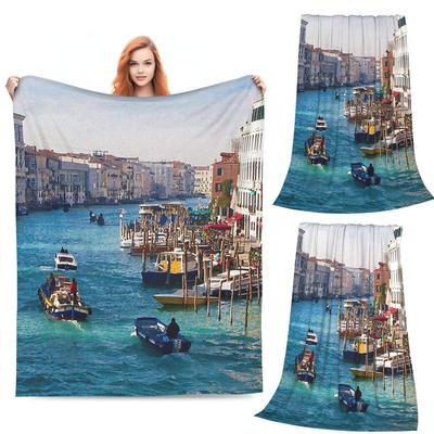 Venice Grand Canal Blanket Flannel Sofa Throw Blanket Breathable for Home Bedroom Travel Throws Bedspread Quilt