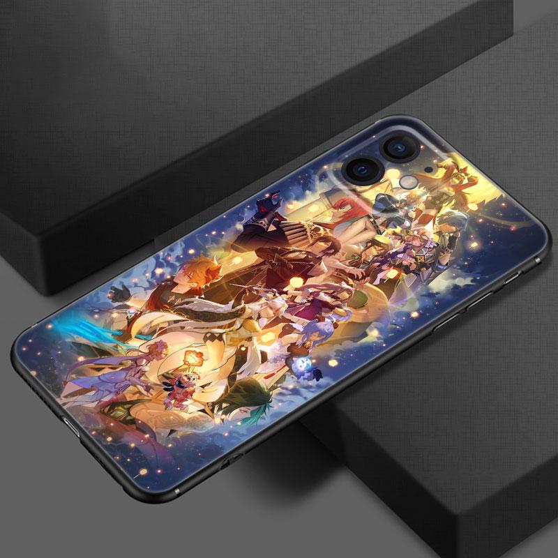 

Чехол для игрового телефона Genshin Impact для Apple iPhone 13 12 Mini 11 Pro XS Max X XR 8 7 6S 6 Plus SE 2020 5S 5, мягкий черный чехол из ТПУ iPhone 5 5S SE
