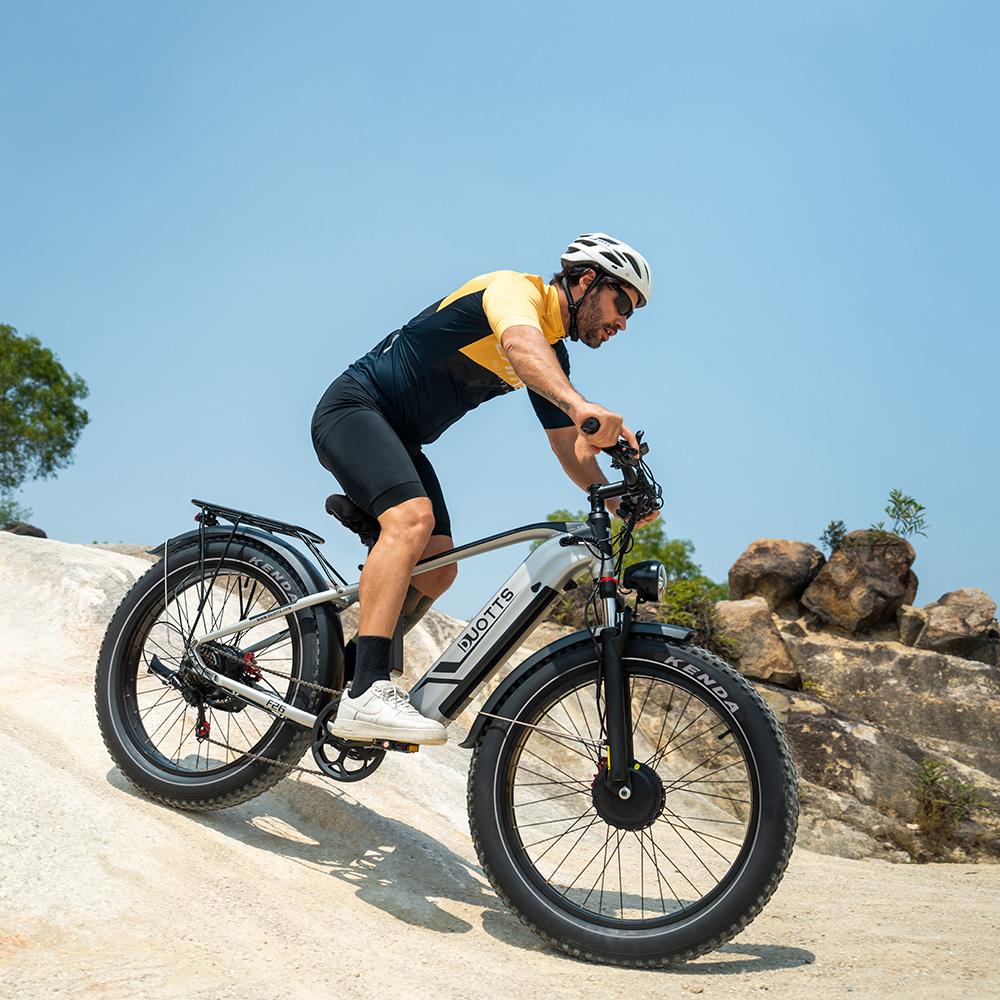 Elektrische Fiets DUOTTS F26 750Wx2 Motor LCD Display 48V 20AH 26" Fat Tire Elektrische Fiets Voor Volwassene Topsnelheid 50Km/u Grijs