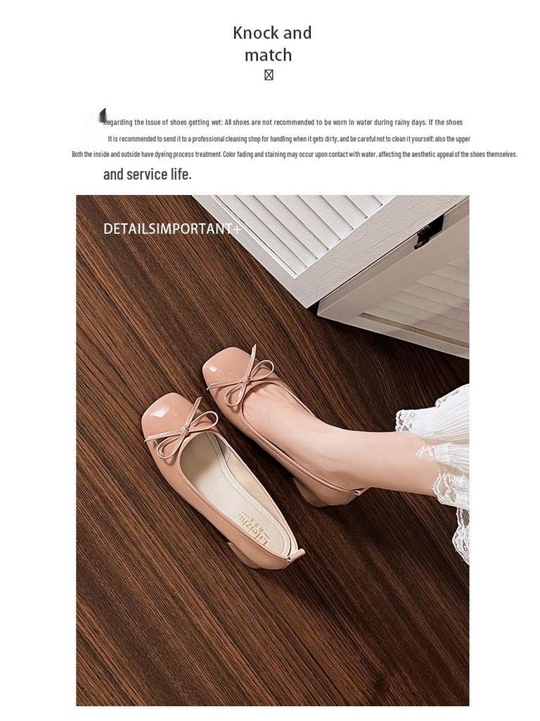 2025 Fall Chunky Heel Square Toe Bow Mary Jane Women’s Slip-On Shoes