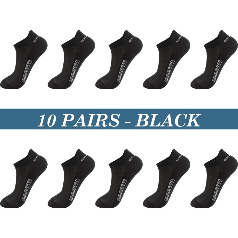 High Quality 10 Pairs Men Socks Breathable Cotton Summer Sports Boat Sock Mesh Casual Athletic Thin Cut Short Sokken Plus Size 37-48