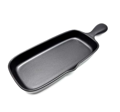 Banko Ware Square Grill Plate, Half, Set of 2, Heat-Resistant Grill Pan with Handle, Fish Grill, No-Fry Cooking, Made in Japan, Heat-Resistant Ceramic