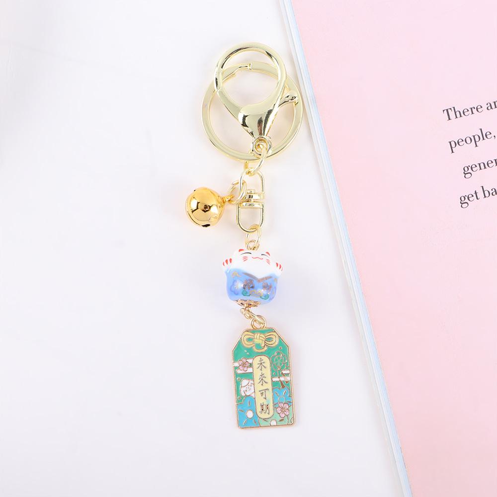 Metal Backpack Pendant Cartoon Gift Key Buckle Car Keyring Key Lanyard Amulet Lucky Cat Keychain