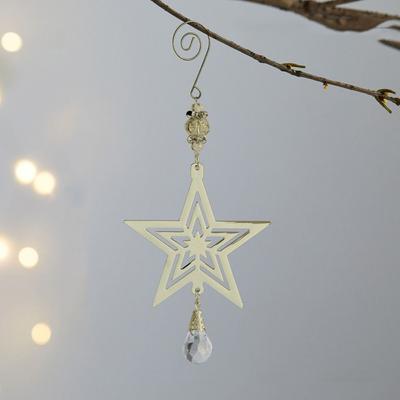 Eisen 3D Weihnachts-Schneeflocken Anhänger Dreidimensional Vergoldet/Versilbert Weihnachtsbaum Hängeschmuck Wiederverwendbar Glitzer