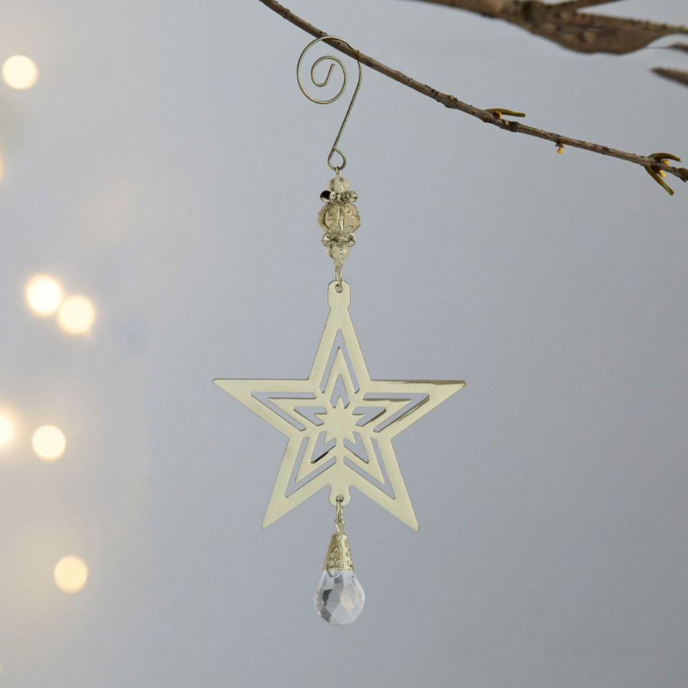 Iron 3D Christmas Snowflakes Pendant Three-dimensional Glitter Christmas Tree Hanging Ornaments Reusable Plating Gold/Silver