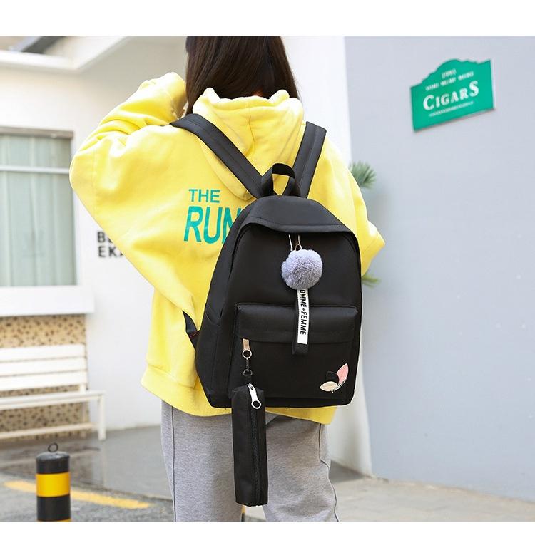 Buy 4pcs/set School Student Shoulder Bag Fashion Canvas Schoolbag Simple Handbag Backpack Pencil