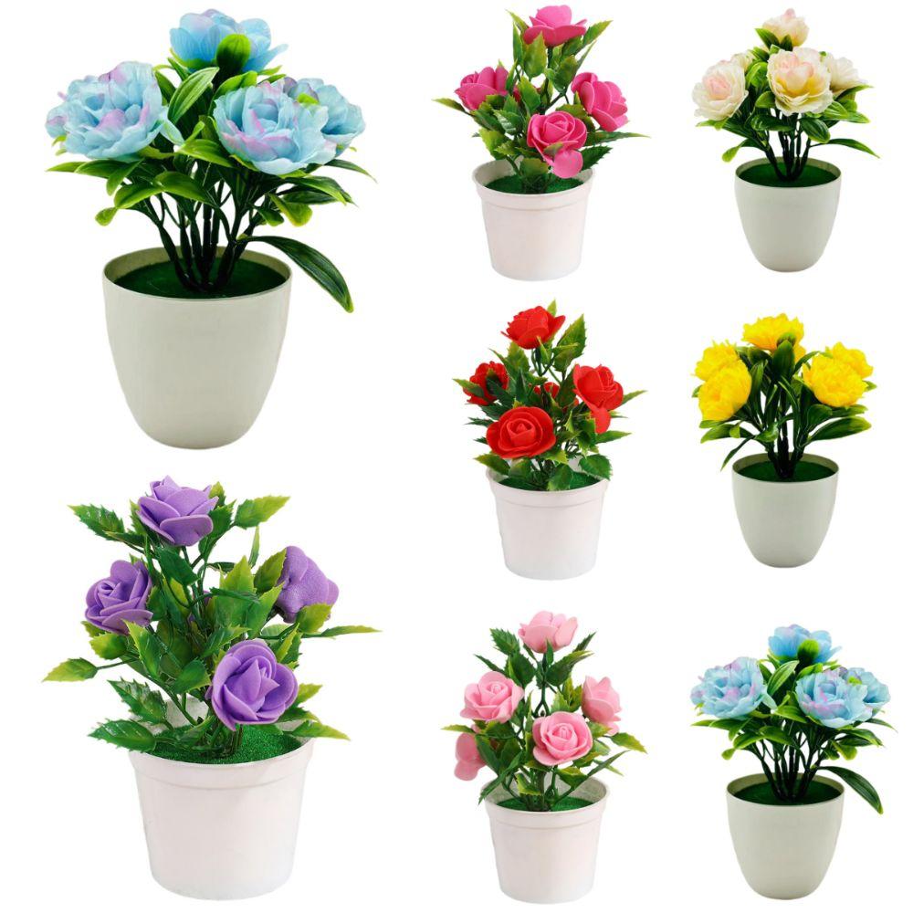 Faux Simulation Flowers Potted Craft Lifelike Pot Plants Simulated Potted Flower  Home Decoration