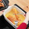 Fuji Enamel Square Tempura Pan, Wide, with Stainless Steel Chopsticks Set (TP-22K.W) - Large Size, Square Enamel Fryer, Thermometer, and Rack