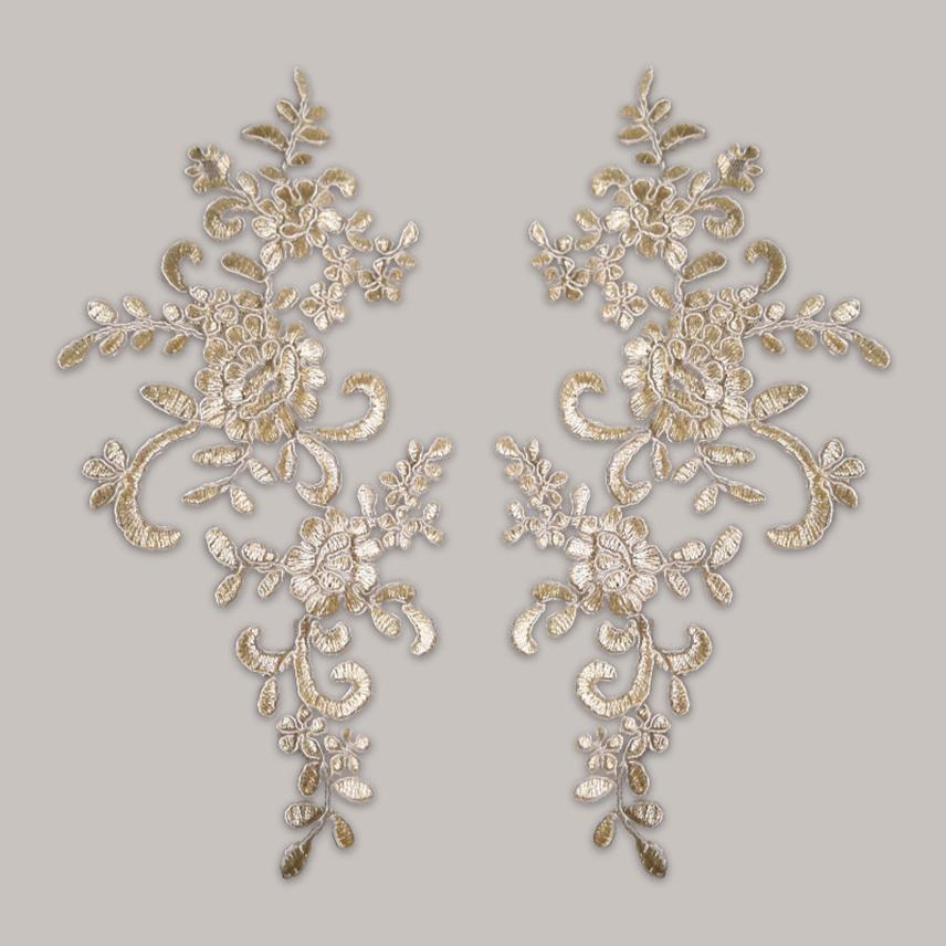 1Pair Embroidery Flower Lace Applique Sew On Patch Fabric Collar Trim Patches Crafts Stickers Neckline DIY Sewing Decoration