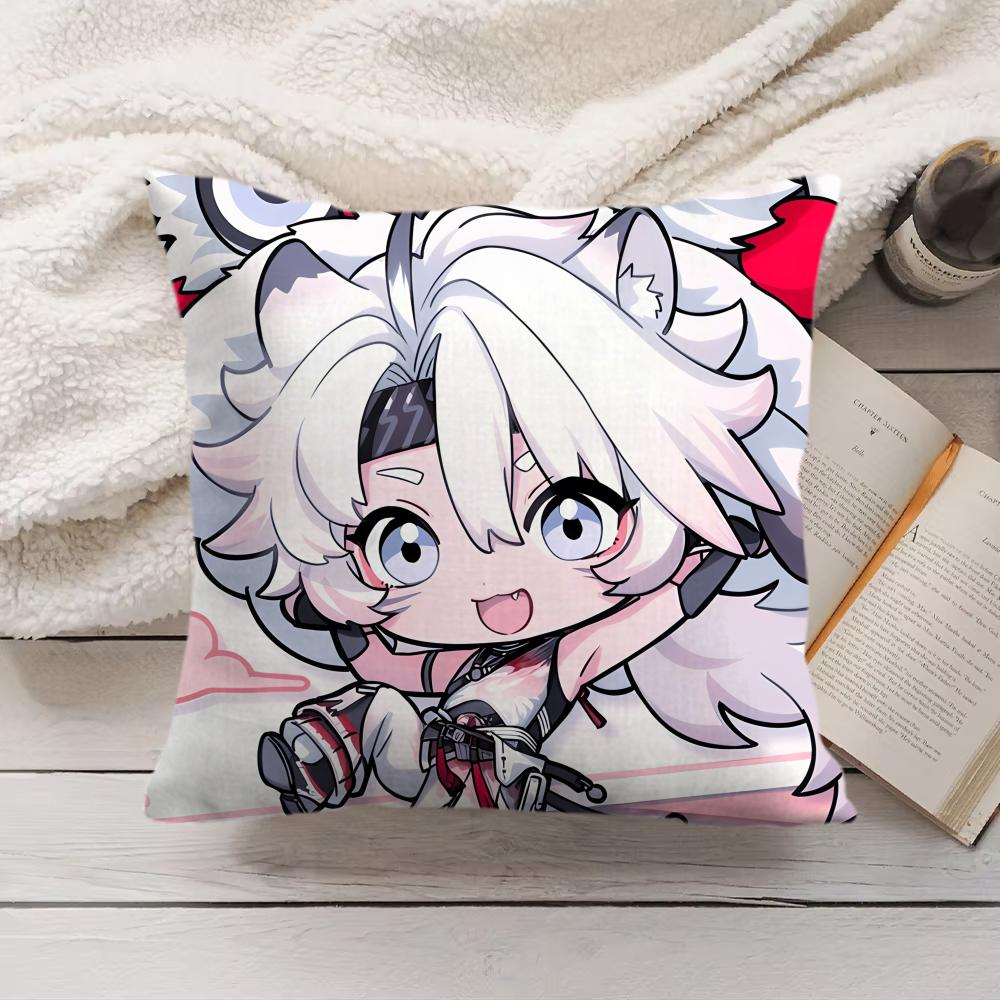 Lingyang Cute Wuthering Waves Cushion Cover Silky Short Plush Invisible Zipper Dustproof Sofa Pillow Case For Home Decor