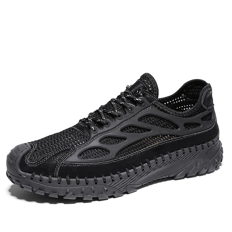 

Summer sports men s breathable mesh shoes low-top lace-up thick-soled sewn shoes large-size outdoor casual shoes 38