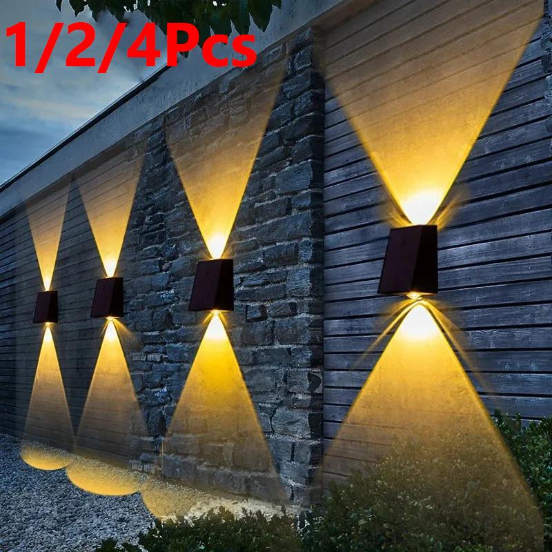 Upgrade LED Outdoor Wall Solar Lights Waterproof Garden Wall Decoration Lighting For Villa Patio Stair Corridor