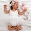 Newborn Baby Girl Sleeveless Mesh Princess Dress Cotton Romper Summer Photo Shoot Outfit 100 Days Celebration Infant Clothing