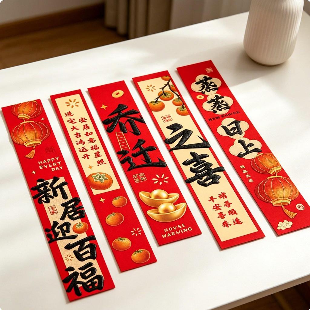 Chinese Housewarming Banner Set Festive Atmosphere Home Good Luck Scrolls