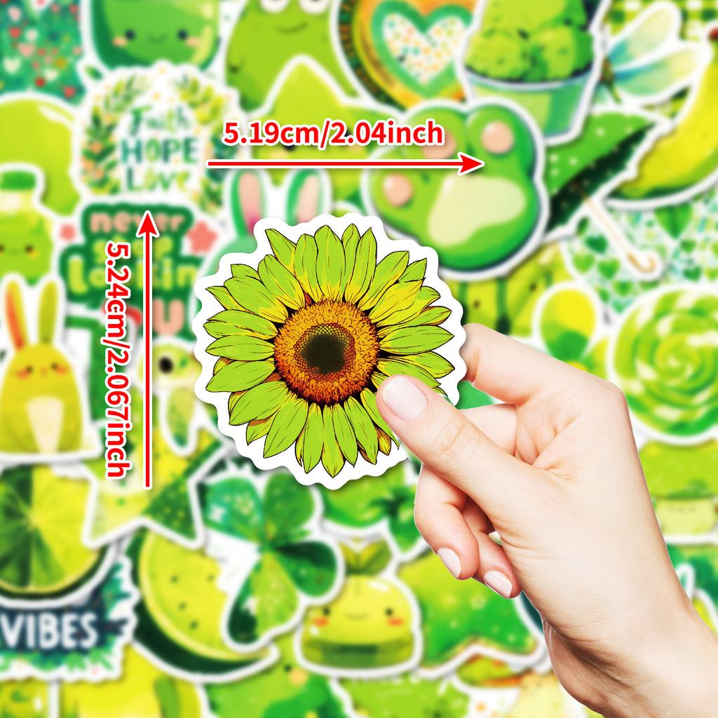50 Green Graffiti Stickers Flowers Turtle Mushrooms Non-Repeating Decorative Stickers