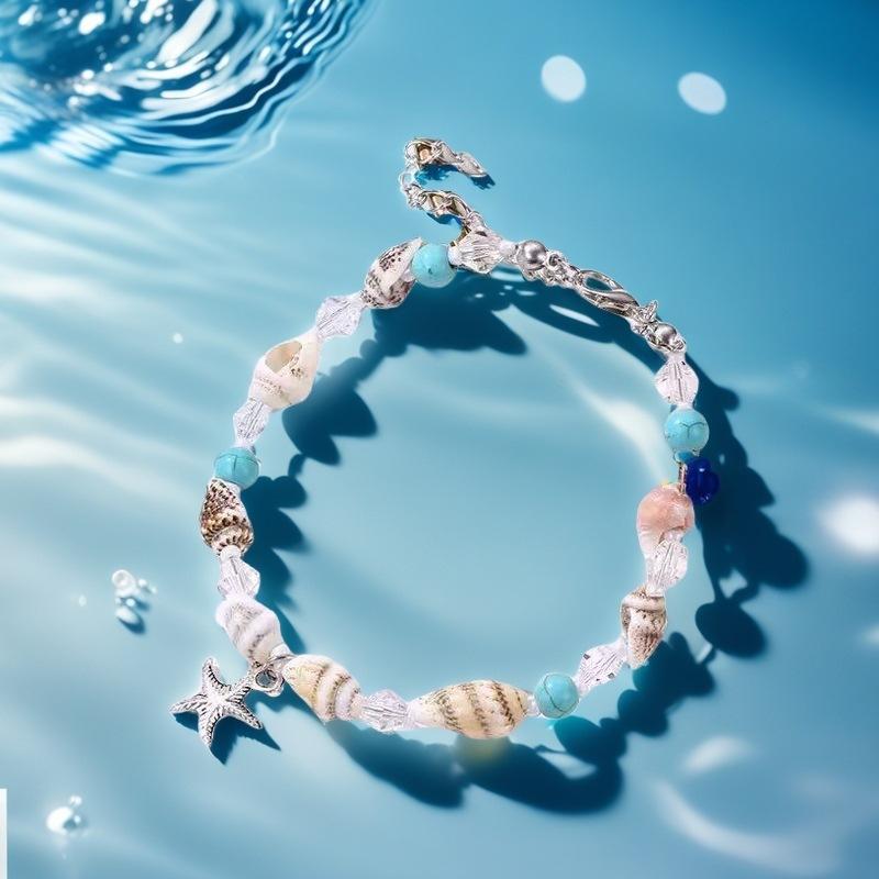Seestern und Muschel Perlenarmband - Sommer Ozean Strand Charme - Süßer Schmuck für Accessoires