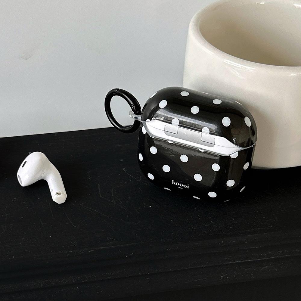 Korea Cute Black Polka Dots With Shockproof Earphone Protection Case Cover For AirPods 4 Pro 2 3 Soft Silicone Shell
