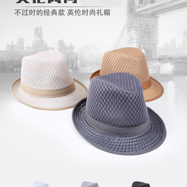 Gentleman's new summer net top hat, full net breathable sunshade jazz hat, middle-aged and elderly bucket hat, men's hat, grandpa hat