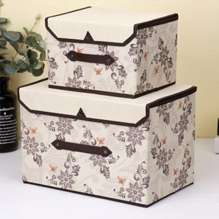 Storage Fabric Box Foldable Dustproof With Lid For Clothes Toys And Wardrobe Organization Large Size